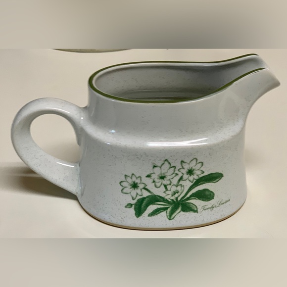 Vintage Discontinued NORITAKE Japan Stoneware Mountain Flowers Green Gravy Boat - Picture 12 of 16